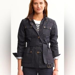 Banana Republic Utility Jacket Waxed Canvas Barn Coat Chore Pocket Belstaff Crew